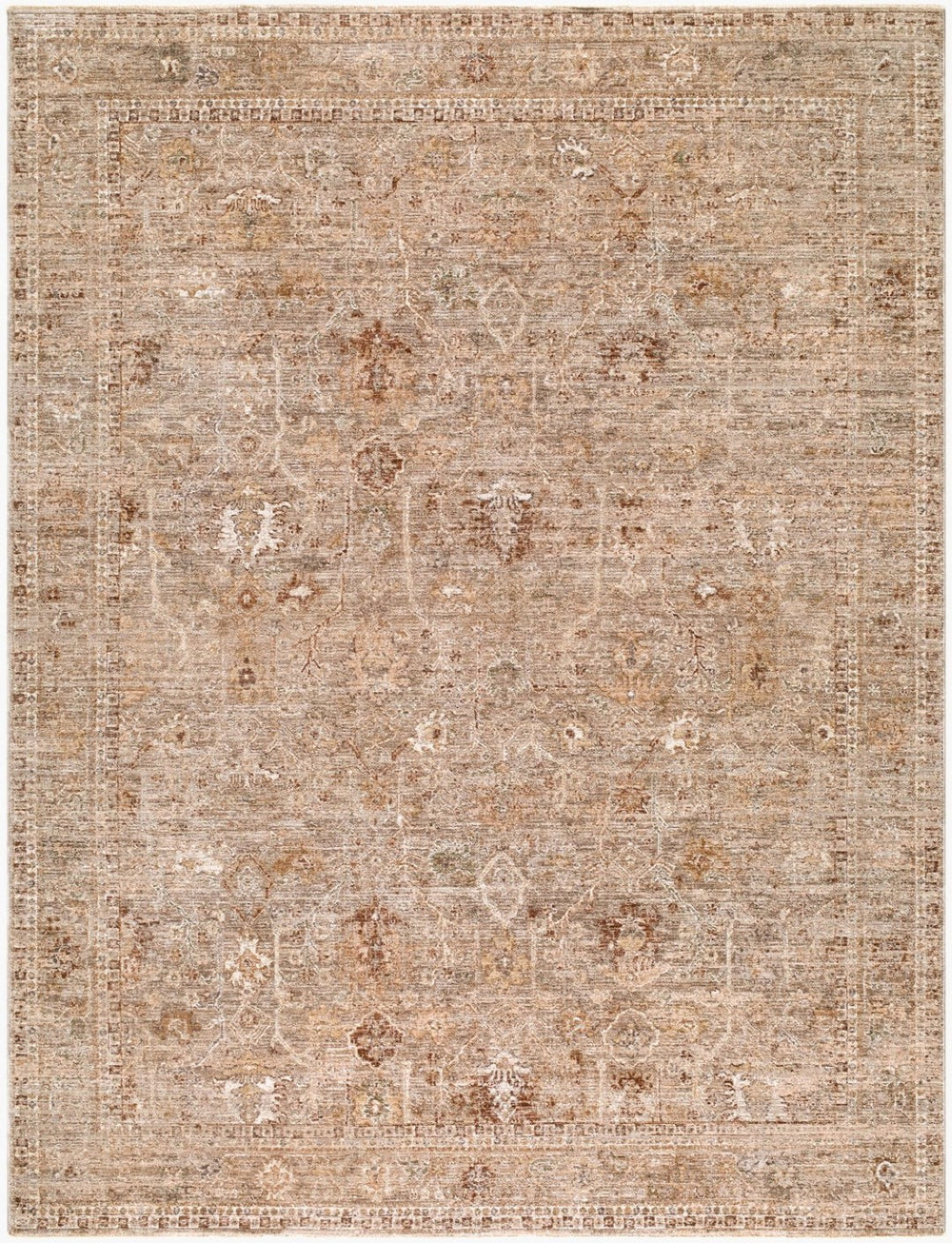 Livabliss The Vintage Runner Rug Machine Woven Polyester with Fringe Trim for Hallway Entryway Brown, Beige 6'7" x 9'10" RZDT2311-6796