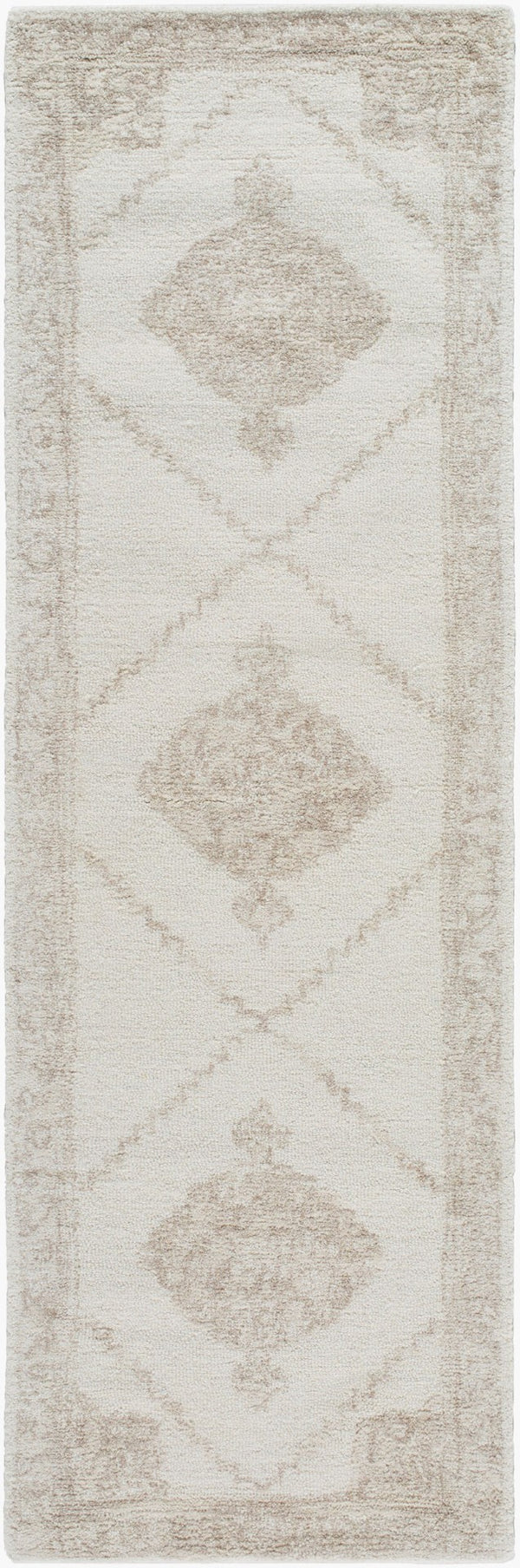 Livabliss Rize Hand Tufted Wool Area Rug for Entryways Bedside Floors and Reading Nooks Ivory, Taupe 2'6" x 8' RZE2304-268