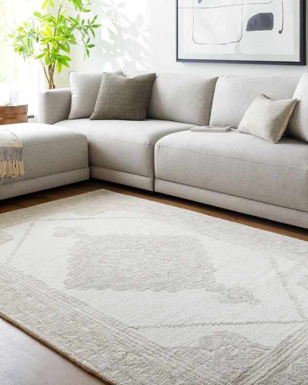 Livabliss Rize Hand Tufted Wool Area Rug for Entryways Bedside Floors and Reading Nooks Ivory, Taupe 2'6" x 8' RZE2304-268