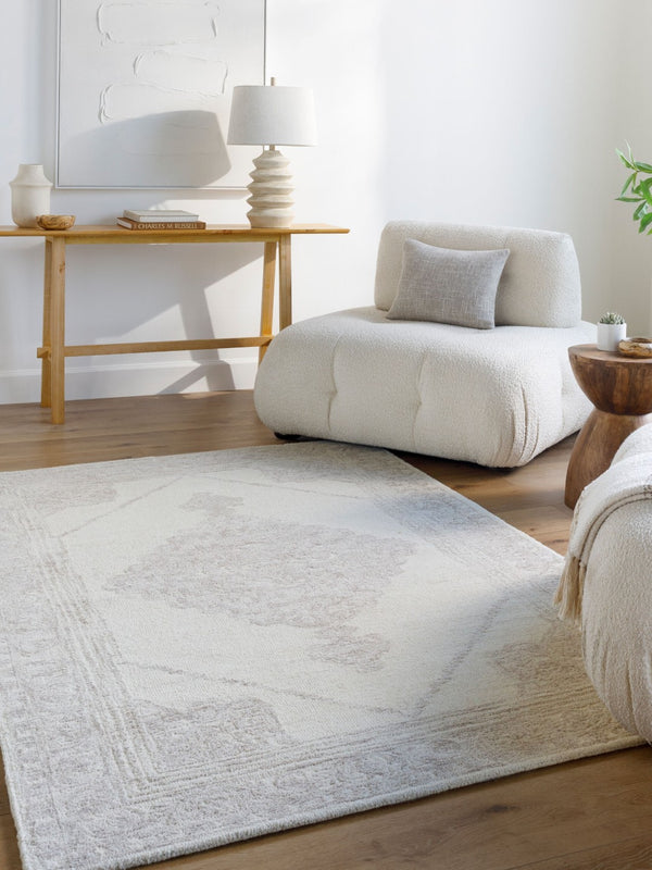 Livabliss Rize Hand Tufted Wool Area Rug for Entryways Bedside Floors and Reading Nooks Ivory, Taupe 2' x 3' RZE2304-23