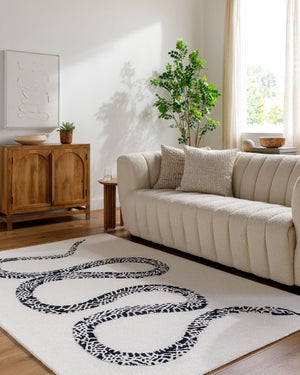 Livabliss Rize Hand Tufted Wool Accent Rug Artisan Crafted for Entryways and Cozy Bedroom Spaces Ivory, Midnight 6' x 9' RZE2305-69