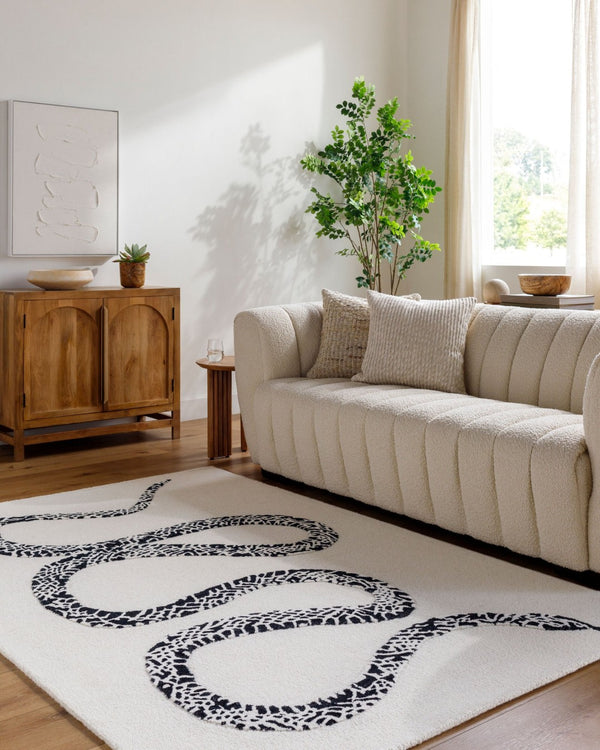 Livabliss Rize Hand Tufted Wool Accent Rug Artisan Crafted for Entryways and Cozy Bedroom Spaces Ivory, Midnight 6' x 9' RZE2305-69