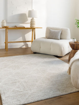 Livabliss Rize Hand Tufted Wool Area Rug Artisan Crafted for Entryway or Bathroom Accent Ivory, Taupe 6' x 9' RZE2306-69