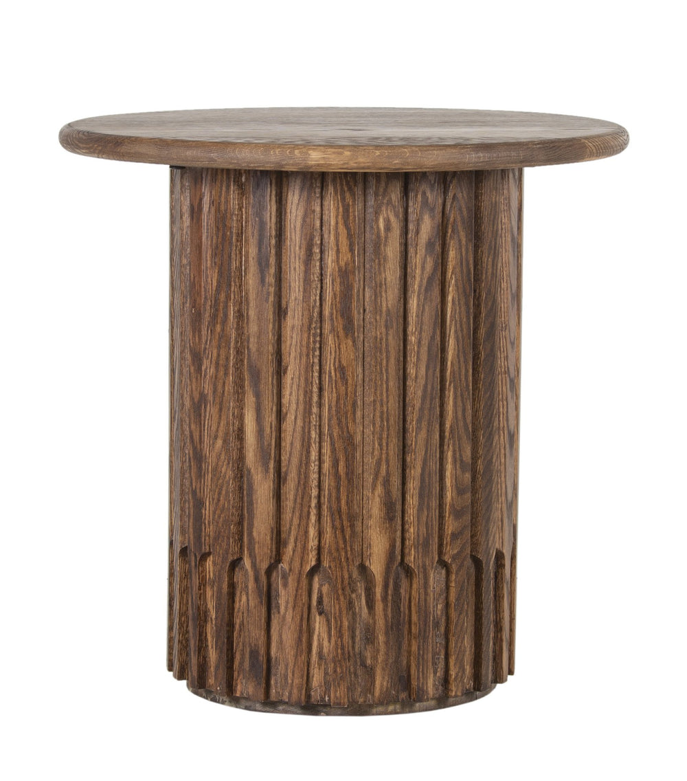 Porter Designs Porter Bixby Solid Red Oak Wood End Table – Artisan Design With Warm Honey Finish & Unique Channels Brown Wood 05-108-06-1814