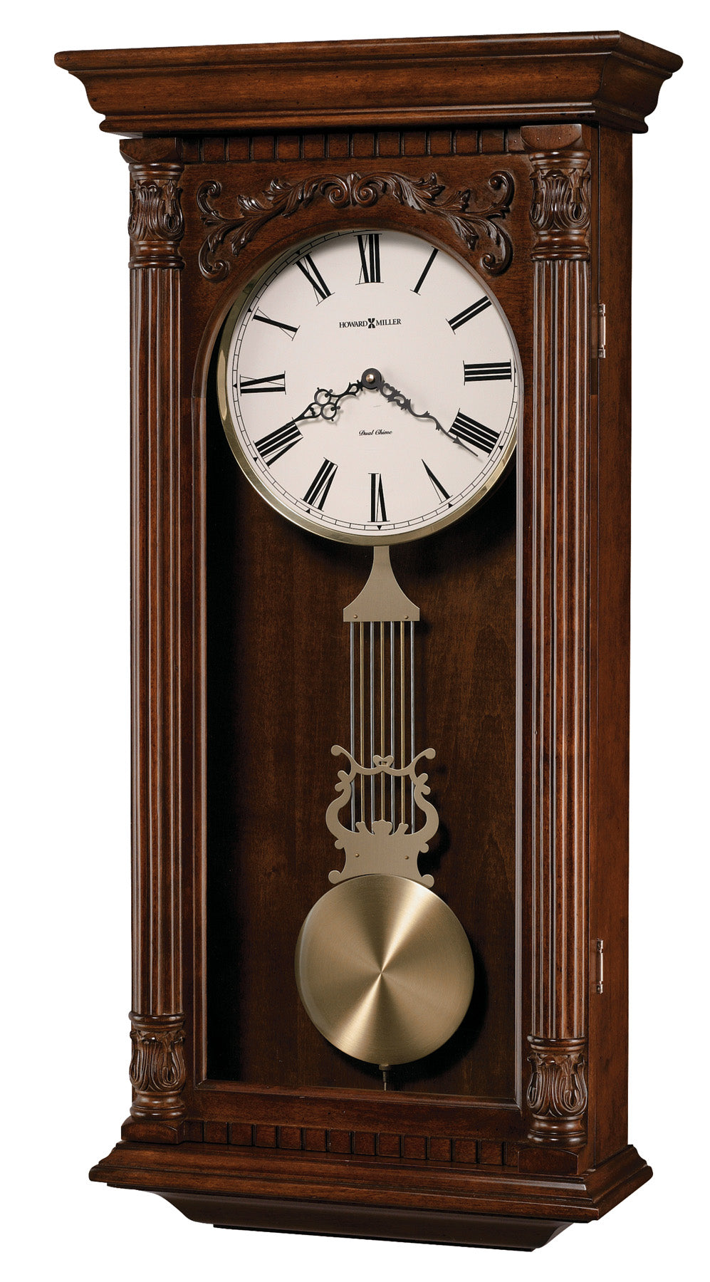 Hekman Furniture 625352 Greer Wall Clock - Timeless Antique Charm With Pendulum, Dual-chime Quartz Movement & Elegance Hampton Cherry Greer Wall Clock 625352