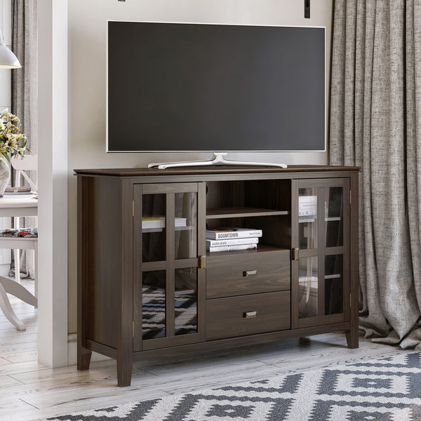 English Elm Artisan Tall Tv Media Stand - Rich Tobacco Brown, Solid Wood With Stylish Storage & Timeless Design B136P158411