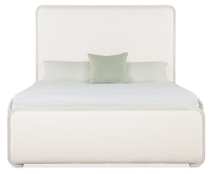 Hooker Furniture Serenity Coastal Queen Upholstered Panel Bed With Sand Dollar Lacquered Glasscloth & Grasscloth Accents Beige 6350-90350-03