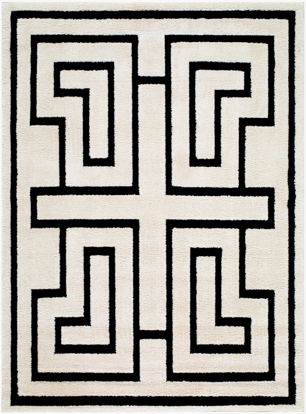 Livabliss The Studio Edit Art Deco Machine Woven Polypropylene Rug for Entryways Cream, Black 9' x 12' RZSE2304-912