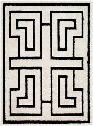 Livabliss The Studio Edit Art Deco Machine Woven Polypropylene Rug for Entryways Cream, Black 9' x 12' RZSE2304-912