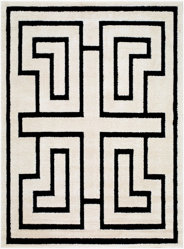 Livabliss The Studio Edit Art Deco Machine Woven Polypropylene Rug for Entryways Cream, Black 9' x 12' RZSE2304-912
