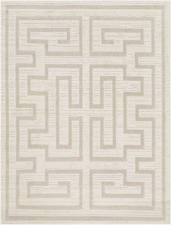 Livabliss The Studio Edit Art Deco Machine Woven Polypropylene Rug for Entryway or Bath Cream, Beige 6'7" x 9' RZSE2307-679