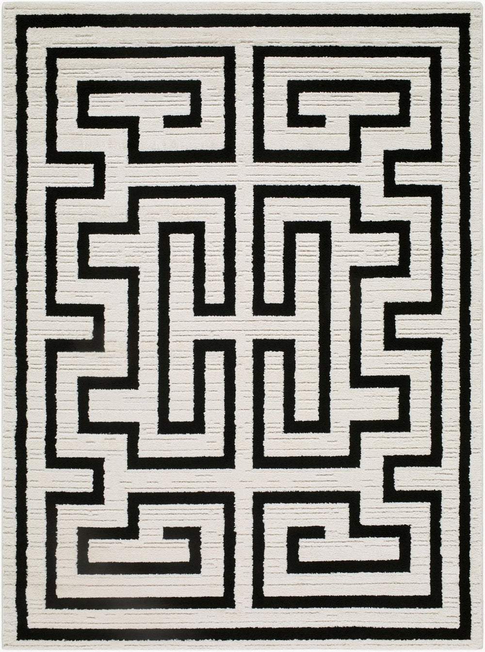 Livabliss The Studio Edit Art Deco Geometric Machine Woven Polypropylene Accent Rug Cream, Black 2' x 2'11" RZSE2311-2211