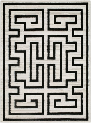 Livabliss The Studio Edit Art Deco Geometric Machine Woven Polypropylene Accent Rug Cream, Black 2' x 2'11" RZSE2311-2211