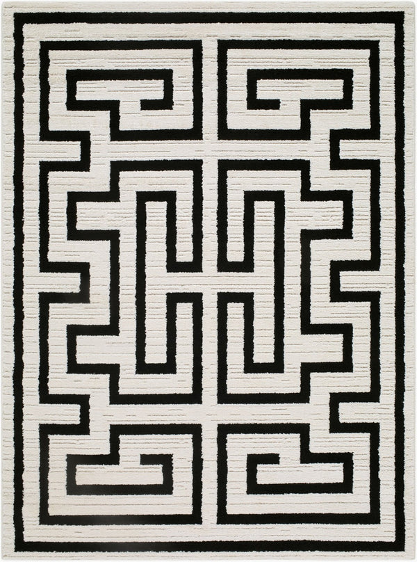 Livabliss The Studio Edit Art Deco Geometric Machine Woven Polypropylene Accent Rug Cream, Black 2' x 2'11" RZSE2311-2211