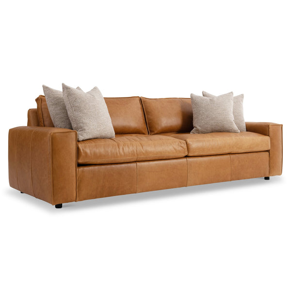 Bernhardt Bernhardt Nest Leather Sofa — Oversized Modern 97.5" Deep-Seat Sofa With Plush Box-Edge Cushions And Tailored Stitching 3327LO