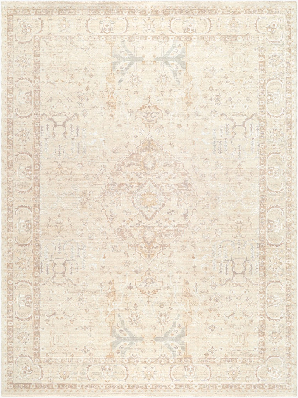 Livabliss The Vintage Edit Machine Woven Polypropylene Area Rug with Fringe for Living Rooms Light Beige, Cr 9' x 12'2" RZVE2300-9122