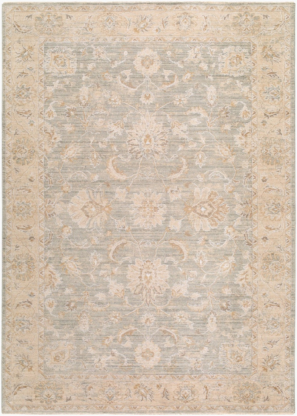 Livabliss The Vintage Edit Machine Woven Area Rug with Fringe for Living and Dining Rooms Seafoam, Cream 6'7" x 9'6" RZVE2303-6796