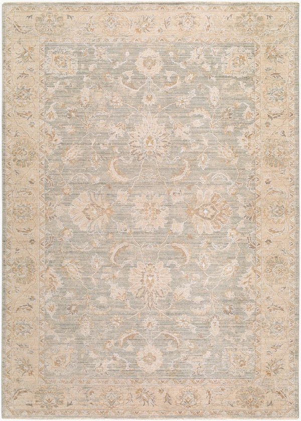 Livabliss The Vintage Edit Machine Woven Area Rug with Fringe for Living and Dining Rooms Seafoam, Cream 6'7" x 9'6" RZVE2303-6796