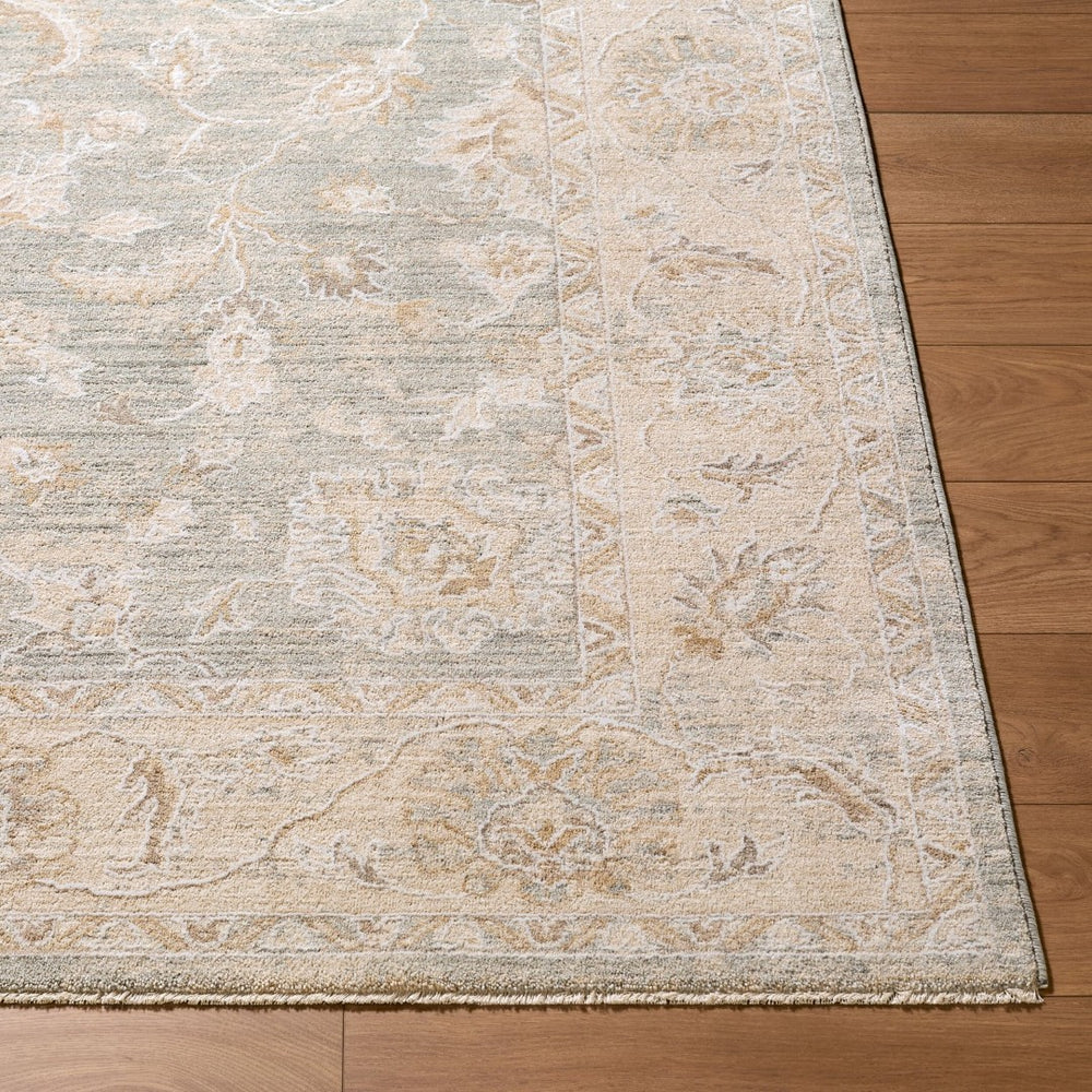 Livabliss The Vintage Edit Machine Woven Area Rug with Fringe for Living and Dining Rooms Seafoam, Cream 6'7" x 9'6" RZVE2303-6796