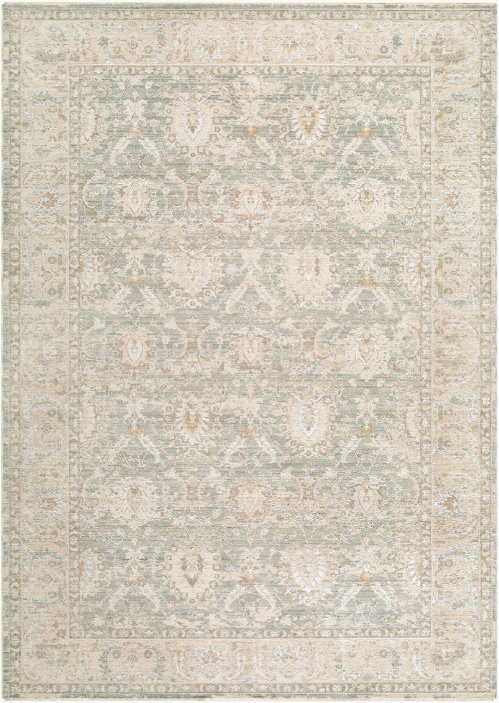 Livabliss The Vintage Edit Distressed Traditional Area Rug Woven in Turkey for Living Rooms Seafoam, Cream 7'10" x 10'2" RZVE2305-710102