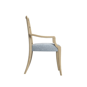 A.R.T. Furniture Haven Rustic Ladderback Arm Chair with Light Blue Upholstered Seat for Elegant Dining Comfort 339205-2325
