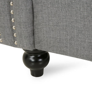 English Elm Christopher Knight Home® - Chesterfield Velvet Club Chair with Birch Wood Legs — Luxurious Textures, Deep Comfort, Elegant Accent Seating DARK GREY 34.75 L x 34 W x 24.75 H 66583.00FDGRY