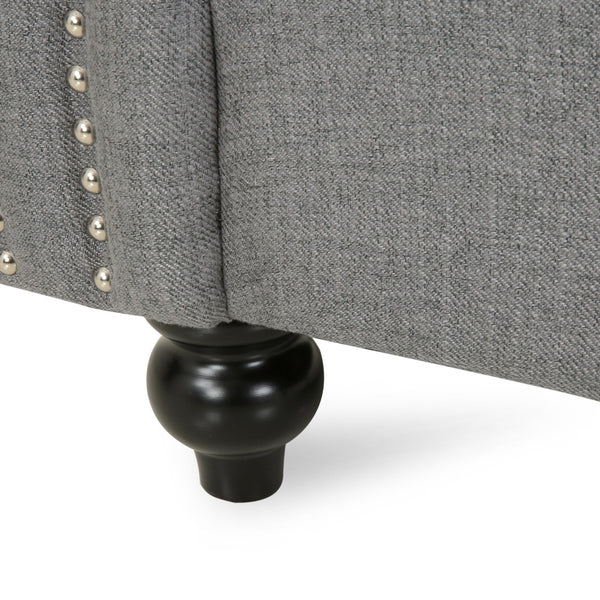 English Elm Christopher Knight Home® - Chesterfield Velvet Club Chair with Birch Wood Legs — Luxurious Textures, Deep Comfort, Elegant Accent Seating DARK GREY 34.75 L x 34 W x 24.75 H 66583.00FDGRY