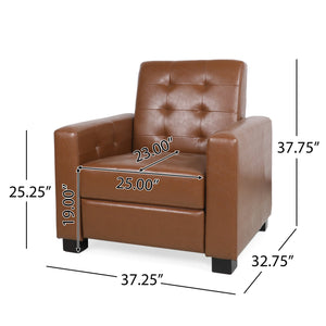 English Elm Christopher Knight Home® - RECLINER ergonomic PU leather lounge chair with plush padding and supportive design for home comfort and style Light Brown 71978.00PUCOGN