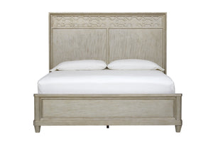A.R.T. Furniture Morrissey King Cashin Panel Bed – Elegant Bezel Finish, Lyre Shaped Headboard & Transitional Style Silver, Silver Parawood Solids,Primavera Veneers 218156-2727