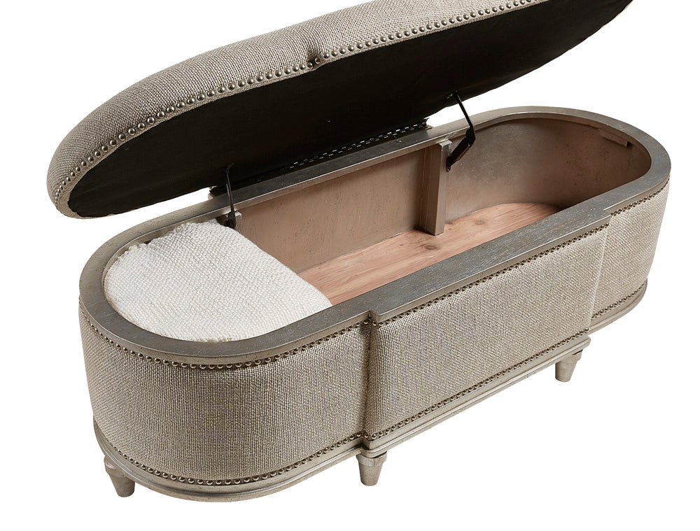 A.R.T. Furniture Morrissey Elegant Upholstered Lift-top Storage Bench With Cedar Interior & Stylish Bezel Finish Beige, Silver Parawood Solids,Primavera Veneers,Foam,Fabric 218149-2727