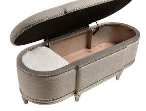 A.R.T. Furniture Morrissey Elegant Upholstered Lift-top Storage Bench With Cedar Interior & Stylish Bezel Finish Beige, Silver Parawood Solids,Primavera Veneers,Foam,Fabric 218149-2727