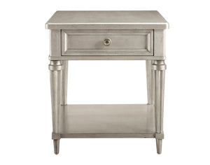 A.R.T. Furniture Morrissey Kirke End Table - Stylish Bezel Finish With Storage Drawer And Open Shelf For Elegance Silver, Silver Parawood Solids,Primavera Veneers,Metal 218303-2727