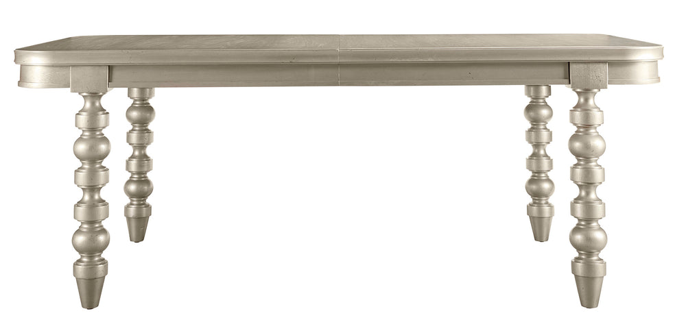 A.R.T. Furniture Morrissey Oldham Leg Dining Table - Stylish Bezel Finish, Extendable To 104-in, Parawood & Veneers Silver, Silver Parawood Solids And Primavera Veneers 218220-2727