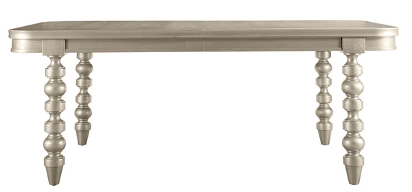 A.R.T. Furniture Morrissey Oldham Leg Dining Table - Stylish Bezel Finish, Extendable To 104-in, Parawood & Veneers Silver, Silver Parawood Solids And Primavera Veneers 218220-2727