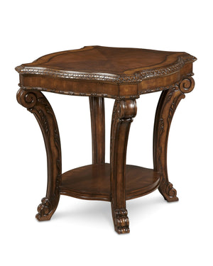 A.R.T. Furniture Old World Rectangular End Table - Elegant Medium Cherry Finish With Sunburst Top & Curved Legs Brown, Brown New Zealand Pine Solids,Cherry And Avodire Veneers 143304-2606