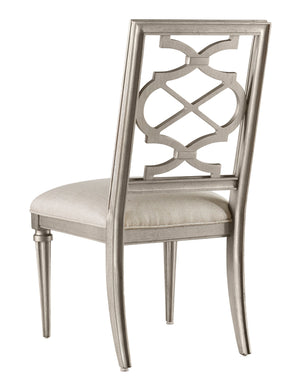 A.R.T. Furniture Set Of 2 - Morrissey Blake Side Chair In Bezel Finish - Elegant Transitional Design With Lattice Back & Upholstery - Set Of 2 Silver, Silver Parawood Solids,Primavera Veneers,Foam,Fabric 218202-2727