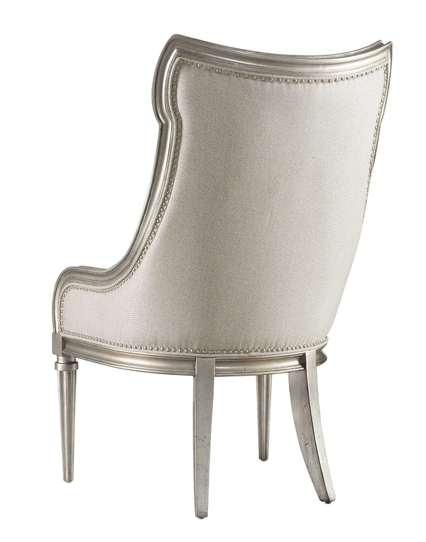 A.R.T. Furniture Morrissey Elegant Host Chair In Bezel - Transitional Wingback Design With Chevron Fabric & Nail Trim Silver, Silver Parawood Solids,Foam,Fabric,Metal 218207-2727