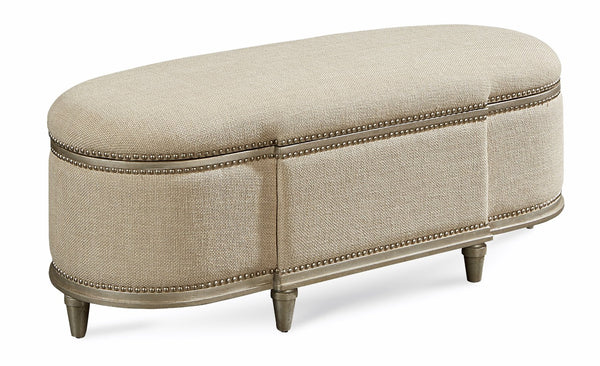 A.R.T. Furniture Morrissey Elegant Upholstered Lift-top Storage Bench With Cedar Interior & Stylish Bezel Finish Beige, Silver Parawood Solids,Primavera Veneers,Foam,Fabric 218149-2727