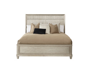 A.R.T. Furniture Morrissey King Cashin Panel Bed – Elegant Bezel Finish, Lyre Shaped Headboard & Transitional Style Silver, Silver Parawood Solids,Primavera Veneers 218156-2727