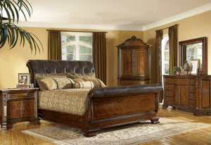 A.R.T. Furniture Old World Marble Top Nightstand - Elegant Medium Cherry Finish With Hidden Storage & Adjustable Shelf Brown, Beige New Zealand Pine Solids,Cherry And Avodire Veneers,Marble,Metal 143142-2606