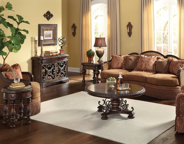 A.R.T. Furniture Valencia End Table - Handcrafted Traditional Design With Carved Details, Storage Drawer & Tuscan Finish Brown, Brown Radiata Solids With White Oak,Walnut And Pine Veneers,Metal 209303-2304