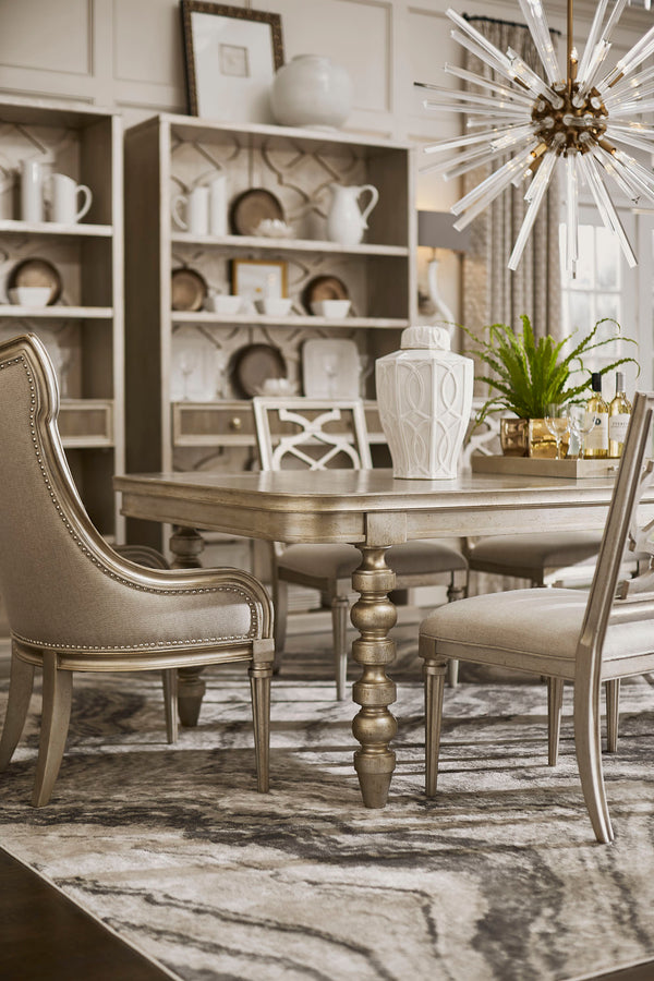 A.R.T. Furniture Set Of 2 - Morrissey Blake Side Chair In Bezel Finish - Elegant Transitional Design With Lattice Back & Upholstery - Set Of 2 Silver, Silver Parawood Solids,Primavera Veneers,Foam,Fabric 218202-2727