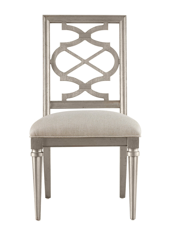 A.R.T. Furniture Set Of 2 - Morrissey Blake Side Chair In Bezel Finish - Elegant Transitional Design With Lattice Back & Upholstery - Set Of 2 Silver, Silver Parawood Solids,Primavera Veneers,Foam,Fabric 218202-2727