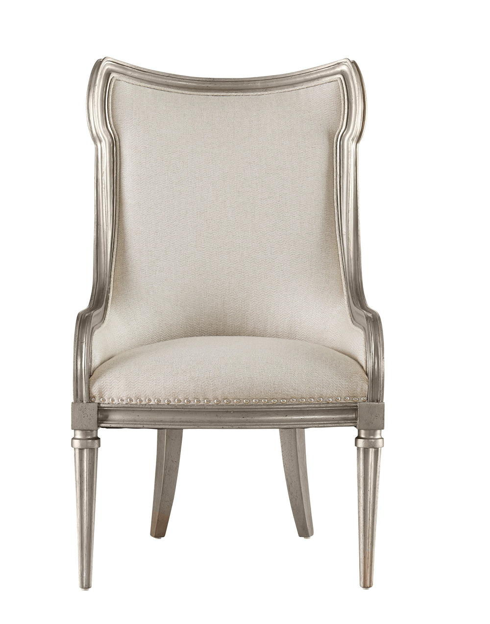 A.R.T. Furniture Morrissey Elegant Host Chair In Bezel - Transitional Wingback Design With Chevron Fabric & Nail Trim Silver, Silver Parawood Solids,Foam,Fabric,Metal 218207-2727