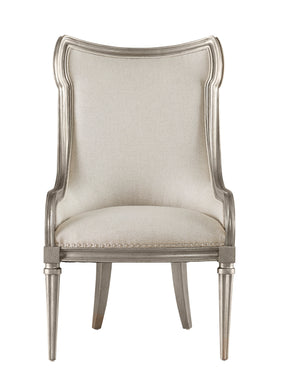 A.R.T. Furniture Morrissey Elegant Host Chair In Bezel - Transitional Wingback Design With Chevron Fabric & Nail Trim Silver, Silver Parawood Solids,Foam,Fabric,Metal 218207-2727