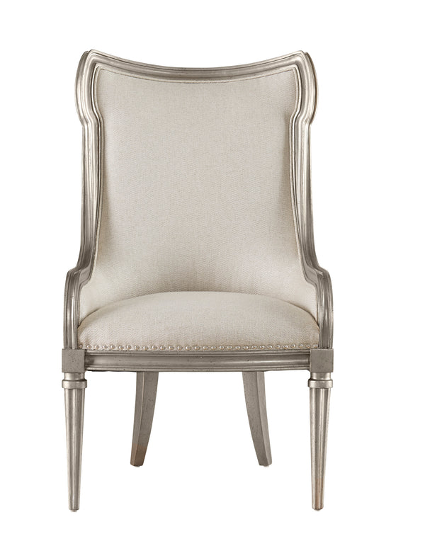 A.R.T. Furniture Morrissey Elegant Host Chair In Bezel - Transitional Wingback Design With Chevron Fabric & Nail Trim Silver, Silver Parawood Solids,Foam,Fabric,Metal 218207-2727