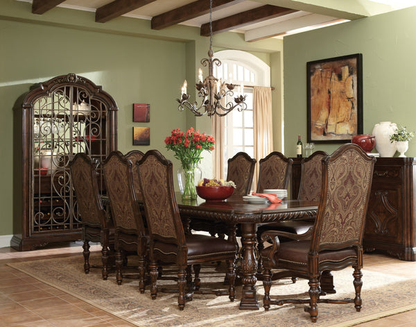 A.R.T. Furniture Valencia Trestle Dining Table - Elegant Tuscan Finish With Carved Details & Expandable Seating Up To 128” Brown, Brown Radiata Solids With White Oak,Walnut And Pine Veneers,Metal 209221-2304