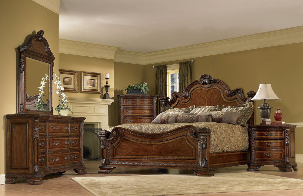 A.R.T. Furniture Old World California King Estate Bed – Luxurious Traditional Design With Hand-carved Details & Storage Brown, Brown New Zealand Pine Solids,Cherry And Avodire Veneers 143157-2606