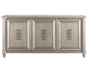 A.R.T. Furniture Morrissey Eccles Credenza - Transitional Elegance With Bezel Finish, Adjustable Shelves & Metal Hardware Silver, Silver Parawood Solids,Primavera Veneers,Travertine,Metal 218251-2727