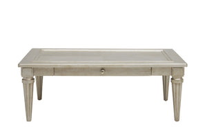 A.R.T. Furniture Morrissey Kirke Cocktail Table - Elegant Transitional Design With Storage Drawer And Fluted Legs Silver, Silver Parawood Solids,Primavera Veneers 218300-2727